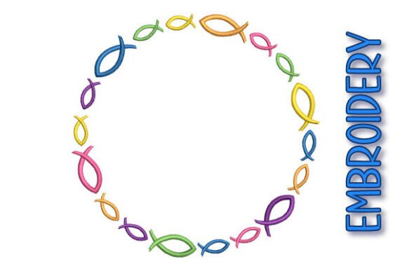 Christian Fish Frame Embroidery Design