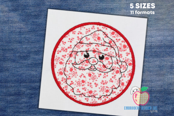 Santa Face in Circle Applique
